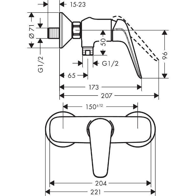 Смеситель для душа Hansgrohe Novus внешний монтаж хром 71060000