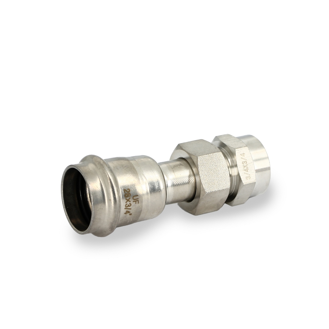 Муфта пресс-В 28 x 3/4 с разъемным соединением и плоск. прокладкой нерж.сталь