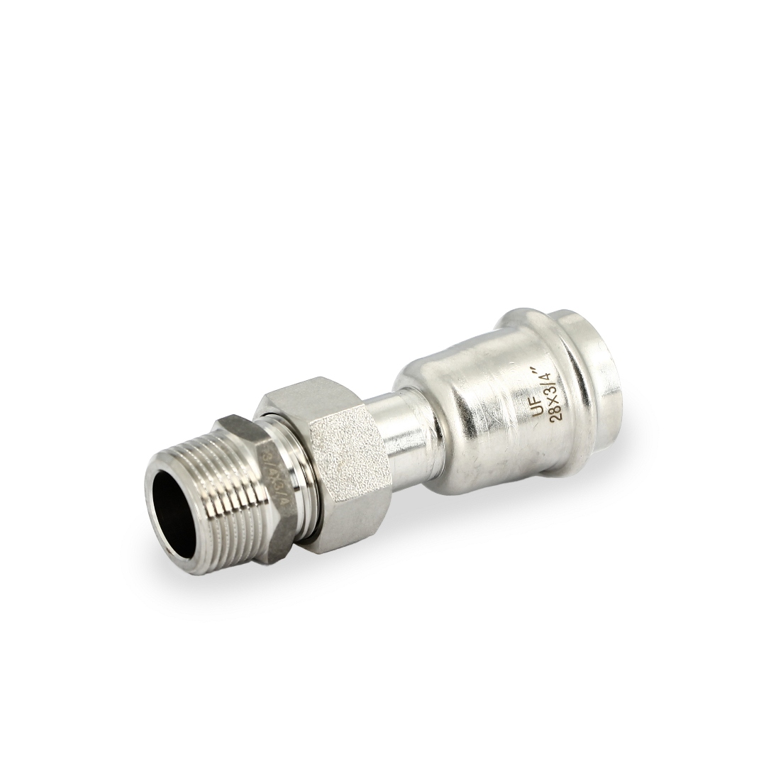 Муфта пресс-Н 28 x 3/4 с разъемным соединением и плоск. прокладкой нерж.сталь