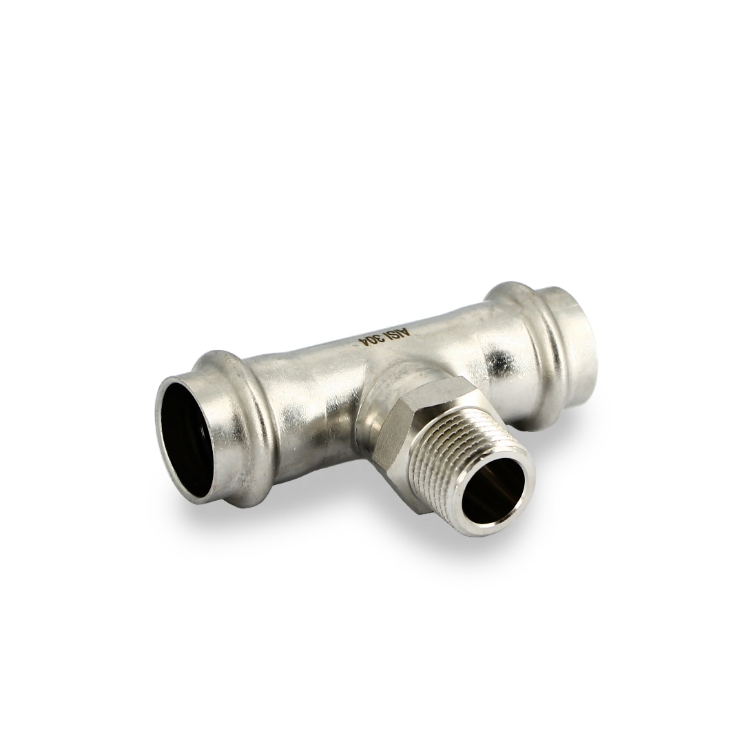 Тройник пресс-Н 22 х 1/2 х 22, нержавеющая сталь
