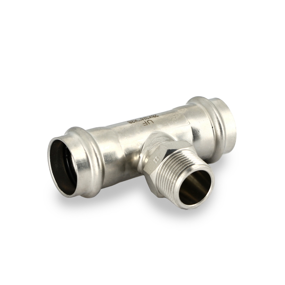 Тройник пресс-Н 28 х 3/4 х 28, нержавеющая сталь