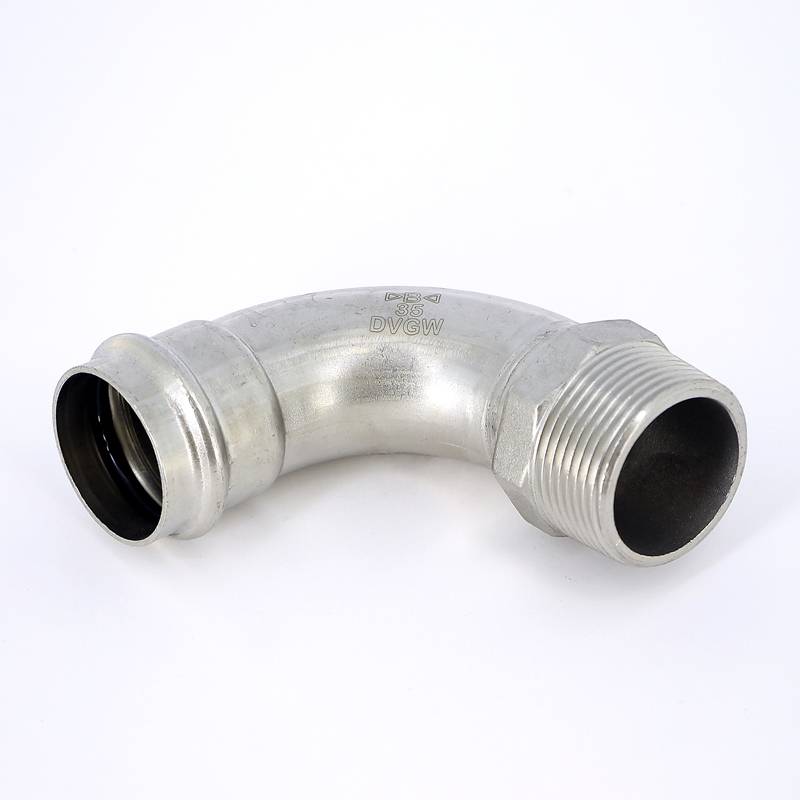 Угольник переходной пресс IBP >B< Press Inox 35х1/2 НР нержавеющая сталь PS4001G0351000