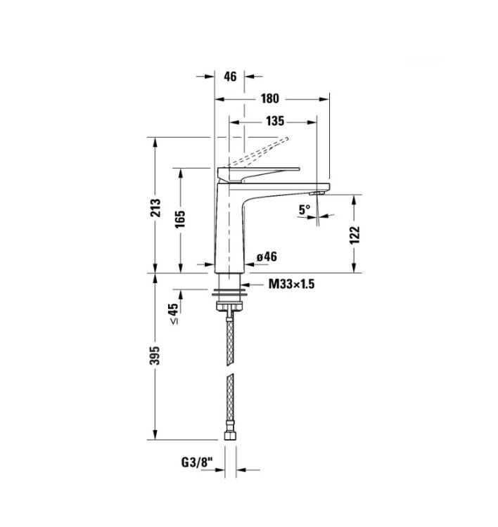 Смеситель для раковины Duravit Tulum M хром TU1020002010