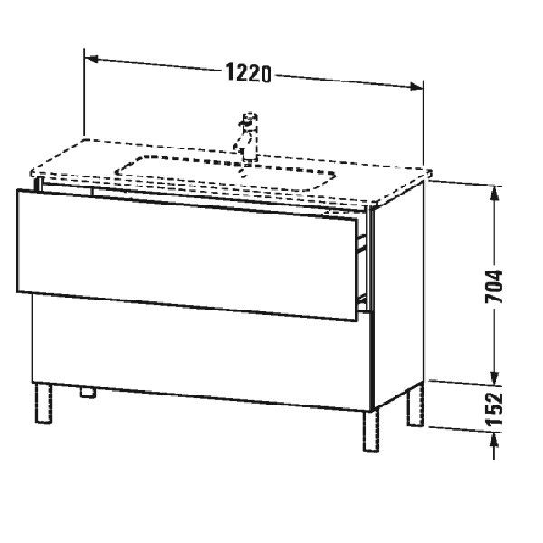 Тумба под раковину Duravit L-Cube 1220x481x704 мм напольная белый матовый LC662801818