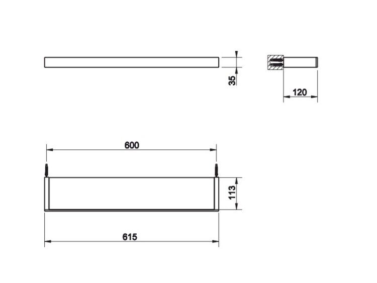 Полка Gessi Rettangolo 600х120 мм Copper PVD 20945030