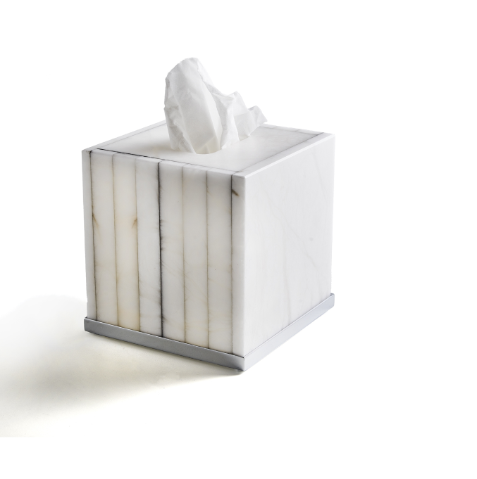 Контейнер для бумажных салфеток 3SC Rigato 130х130х140 мм алебастр/никель сатинированный полированный AL71NK