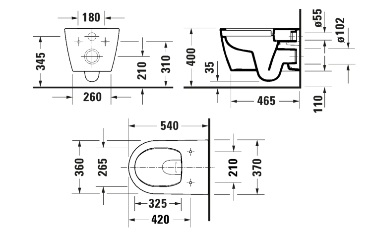 Унитаз подвесной Duravit ME by Starck Hero edition 370x540x365 мм HygieneFlush HygieneGlaze белый 2584092000