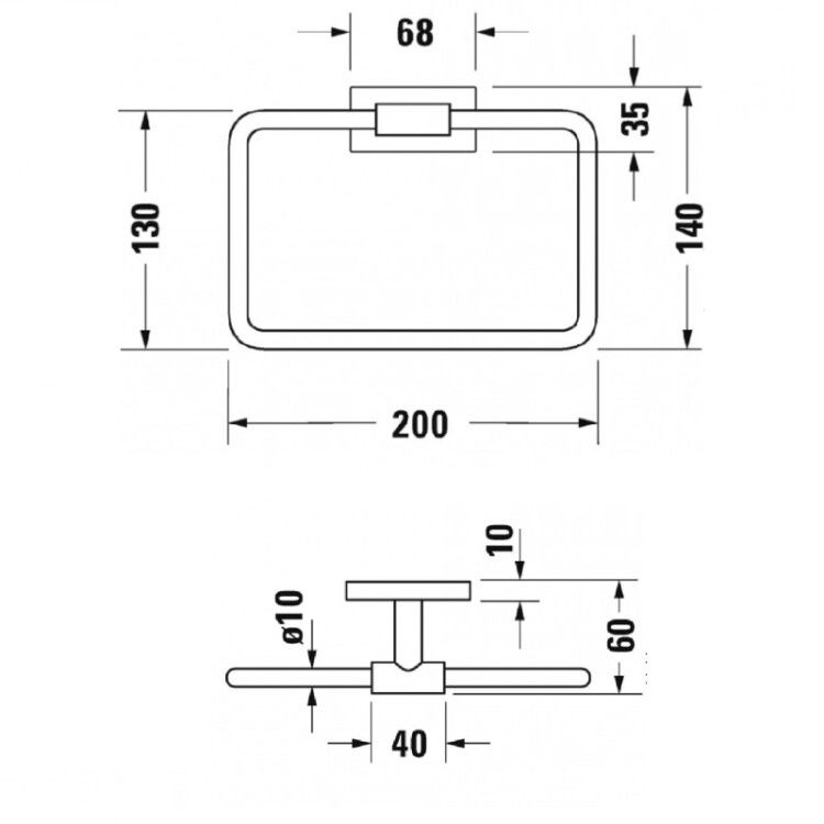 Полотенцедержатель-кольцо Duravit Karree 200х140 мм хром 0099611000