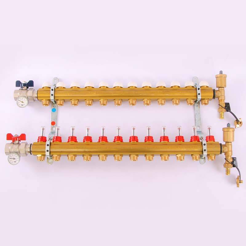 Коллекторная группа с термостатическими вентилями и расходомерами Tiemme 1x3/4 EK 12 выходов 3870018