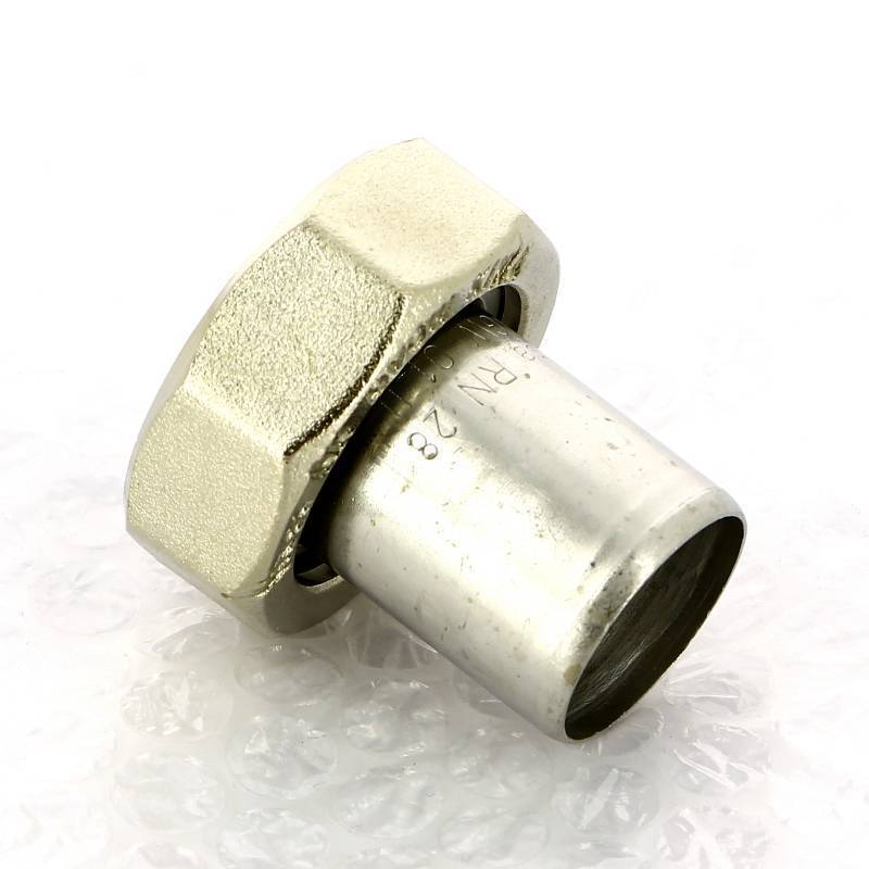 Муфта-вставка пресс с накидной гайкой Viega Sanpress Inox 28х1 1/4 ВР нержавеющая сталь 438210
