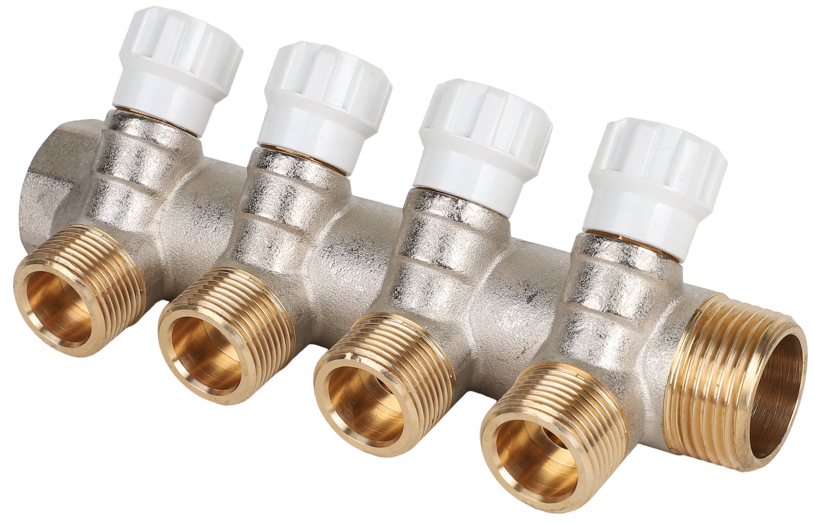 Коллектор латунный с регулирующими вентилями MVI 1 x 3/4 дюйма 4 выхода AMM.404.0605