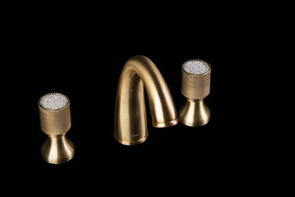 Смеситель для раковины Boheme Royal Cristal на 3 отверстия бронза 317-Royal/CRST