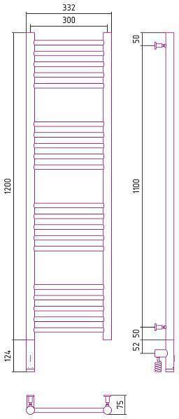 Полотенцесушитель электрический Сунержа Богема 3.0 300x1200 мм левый состаренная латунь 051-5804-1230