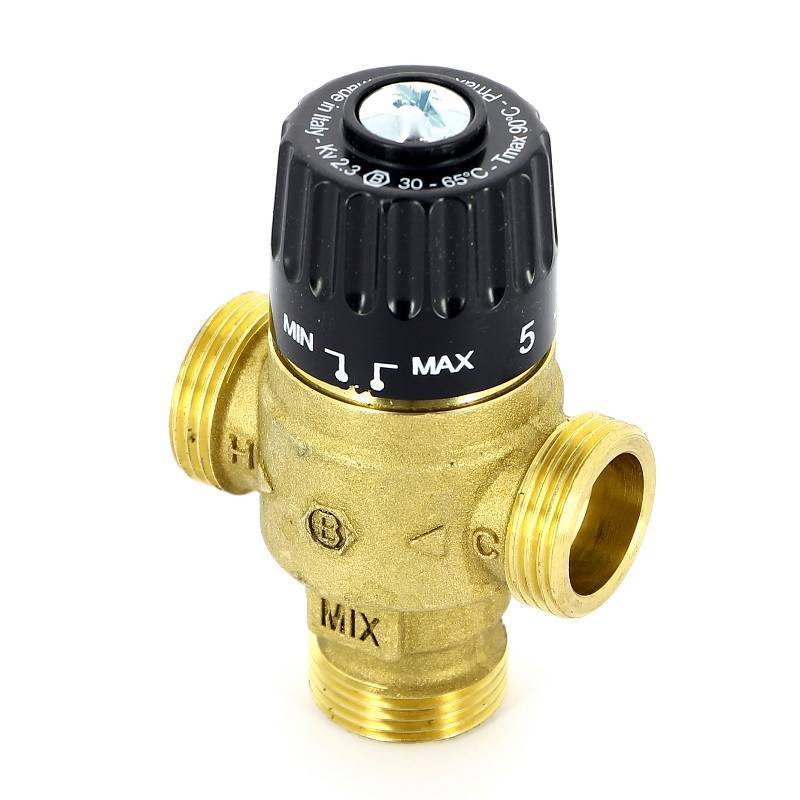 Клапан термосмесительный Uni-Fitt 3/4 30-65°C Kvs 2.3 смешение в центр 353G2430