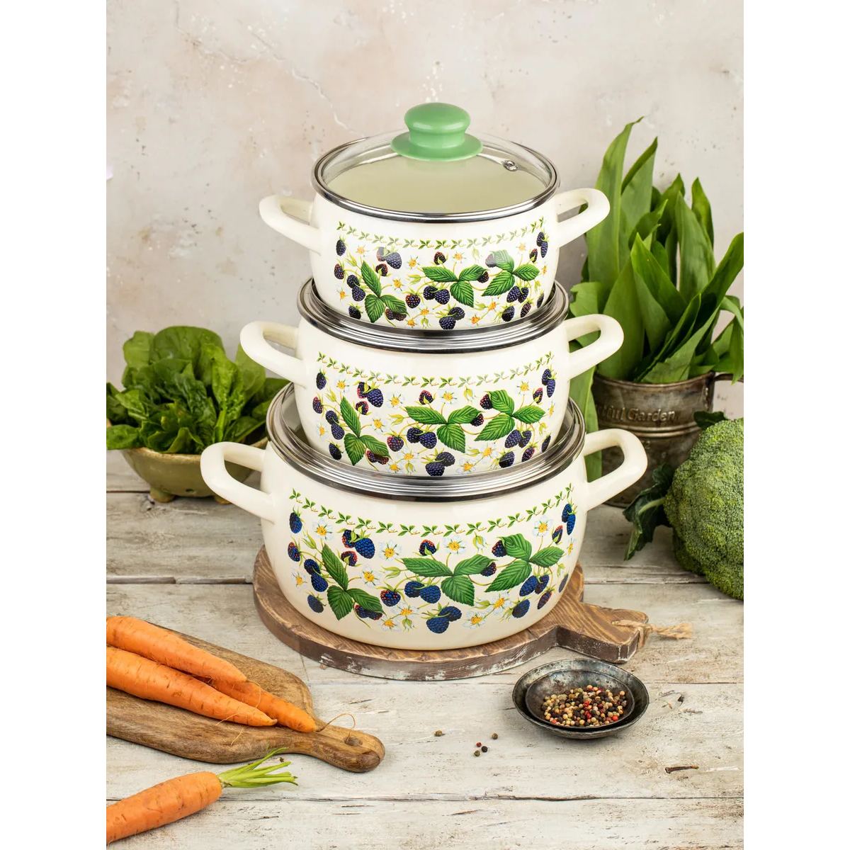 Набор посуды Metrot Ежевика эмалированная сталь 6 предметов 7346