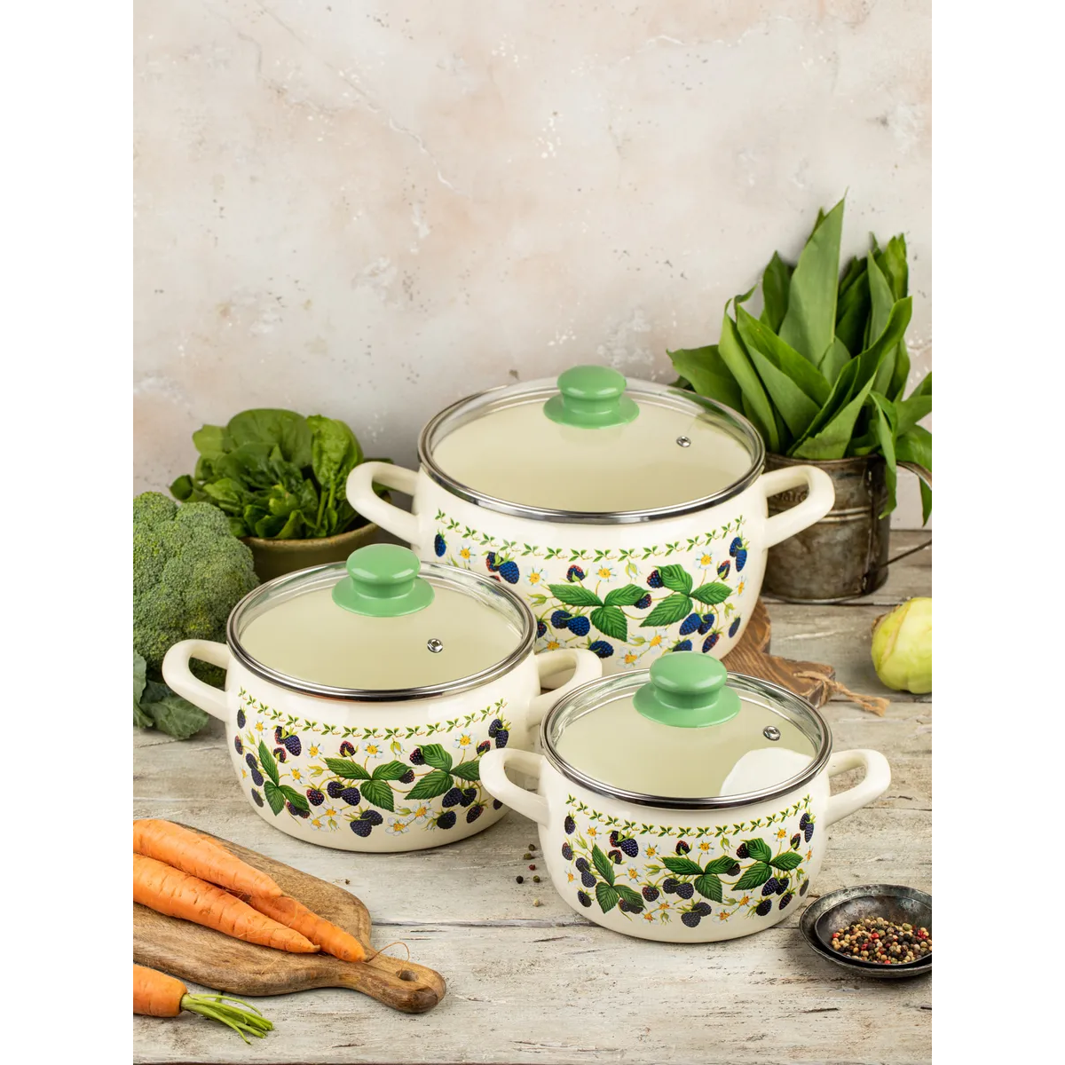 Набор посуды Metrot Ежевика эмалированная сталь 6 предметов 7346