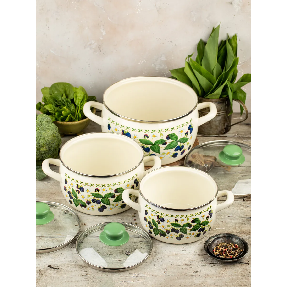 Набор посуды Metrot Ежевика эмалированная сталь 6 предметов 7346