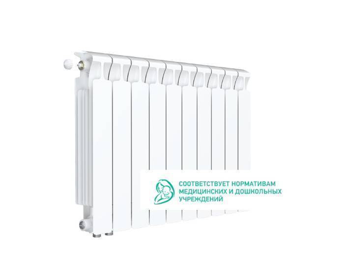 Радиатор биметаллический Rifar Monolit Ventil 500 10 секций нижнее левое подключение белый RMV50010L