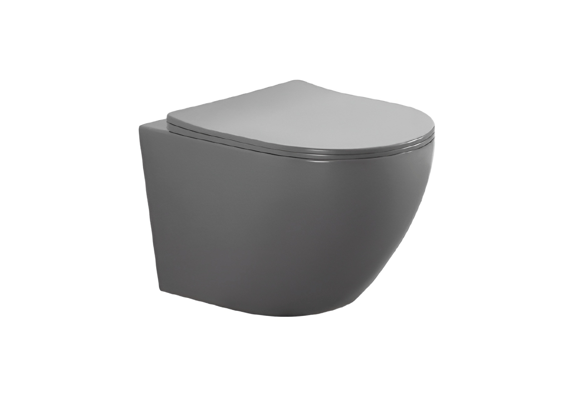Унитаз подвесной безободковый Aquatek Европа 525х360х320 мм с сиденьем микролифт матовый серый AQ1901-MG