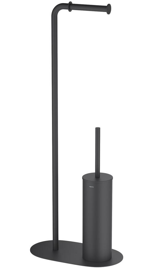Стойка напольная с ершиком и держателем туалетной бумаги Aquanet Оберон матовый черный AQ4231MB
