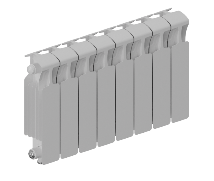 Радиатор биметаллический RIFAR MONOLIT VENTIL 300 9 секций нижнее подключение RAL 9016 MN-300-09-VR