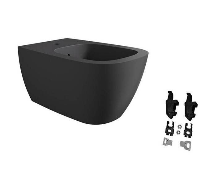 Биде подвесное Ceramica Alice Wunder 360x530x285 мм с набором креплений черный матовый 45010108SET