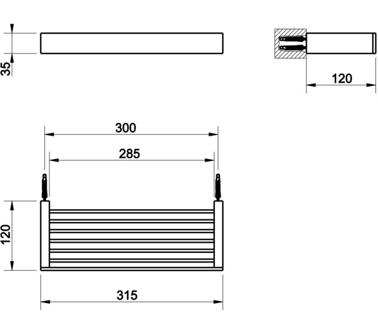 Полка-решетка Gessi Rettangolo 315x120x35 мм Nickel PVD 20947720