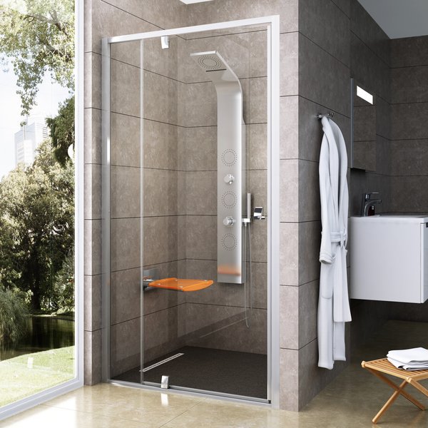 Душевая дверь двухэлементная Ravak Pivot PDOP2-120 профиль белый стекло транспарент 03GG0100Z1