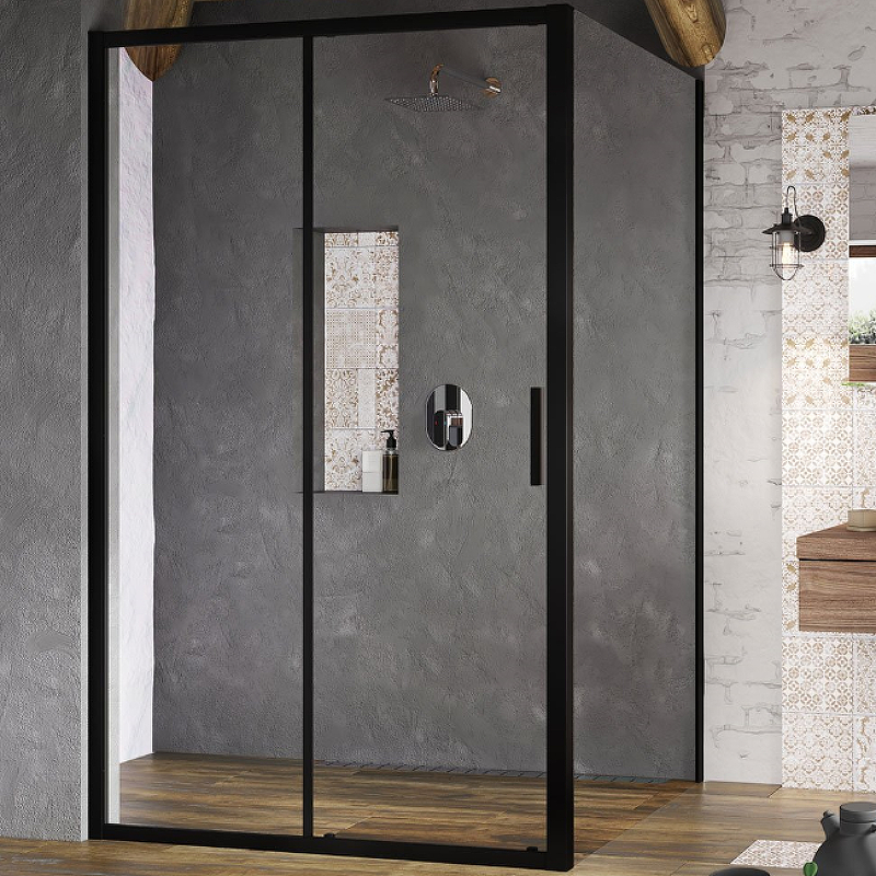 Неподвижная стенка для душевой двери RAVAK Blix Slim BLSPS-80 черная Transparent X9BM40300Z1