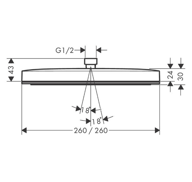 Верхний душ Hansgrohe Pulsify E 260 1jet 260x260 мм цвет шлифованная бронза 24330140
