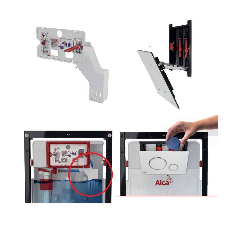 Инсталляция для унитаза Alcaplast AM101/1120 с кнопкой M678 черный матовый и шумоизоляцией AM101/1120-4:1 RU M678-0001