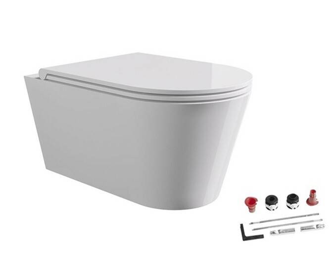 Унитаз подвесной безободковый Alice Hide Round 370х570 мм Aliglaze с сиденьем белый 31170101SET