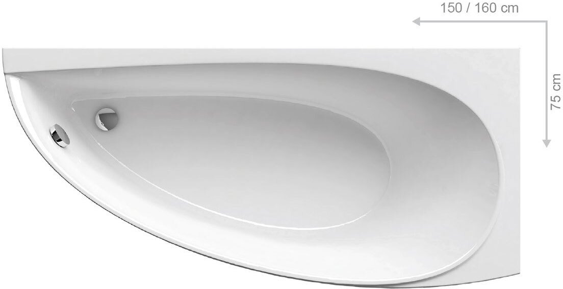 Ванна акриловая асимметричная RAVAK Avocado 150x75 см R белая CS01000000