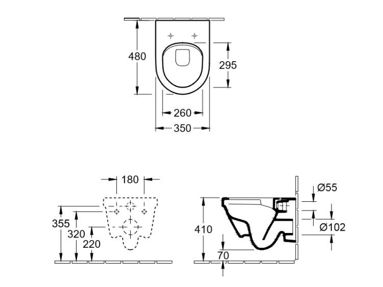 Унитаз подвесной Villeroy & Boch Architectura Compact 350x480x340 мм альпийский белый 4687R001