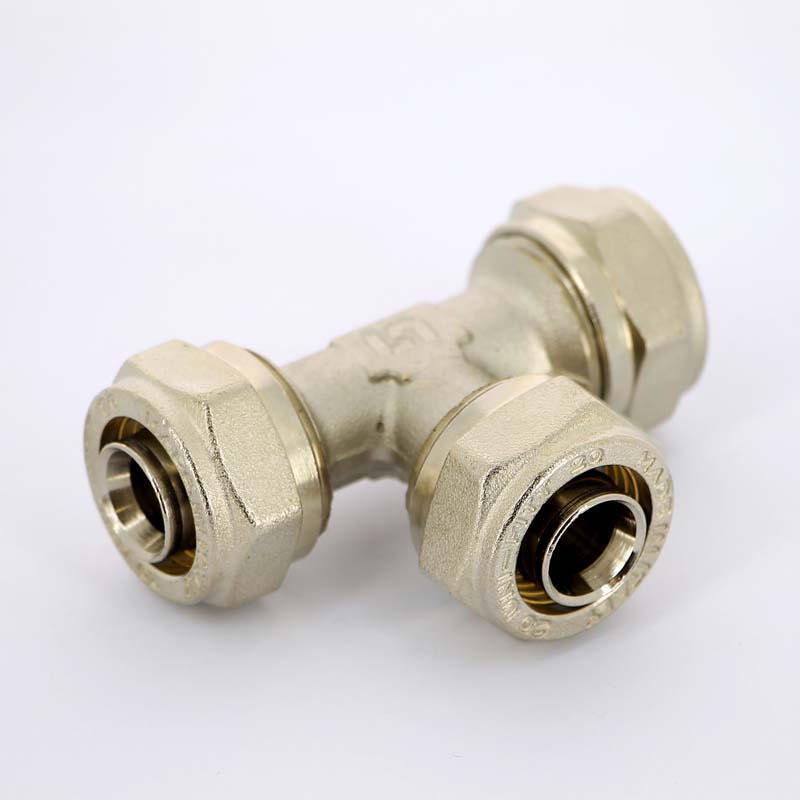 Тройник обжимной никелированный Uni-Fitt 20х20х20 мм 666N7770