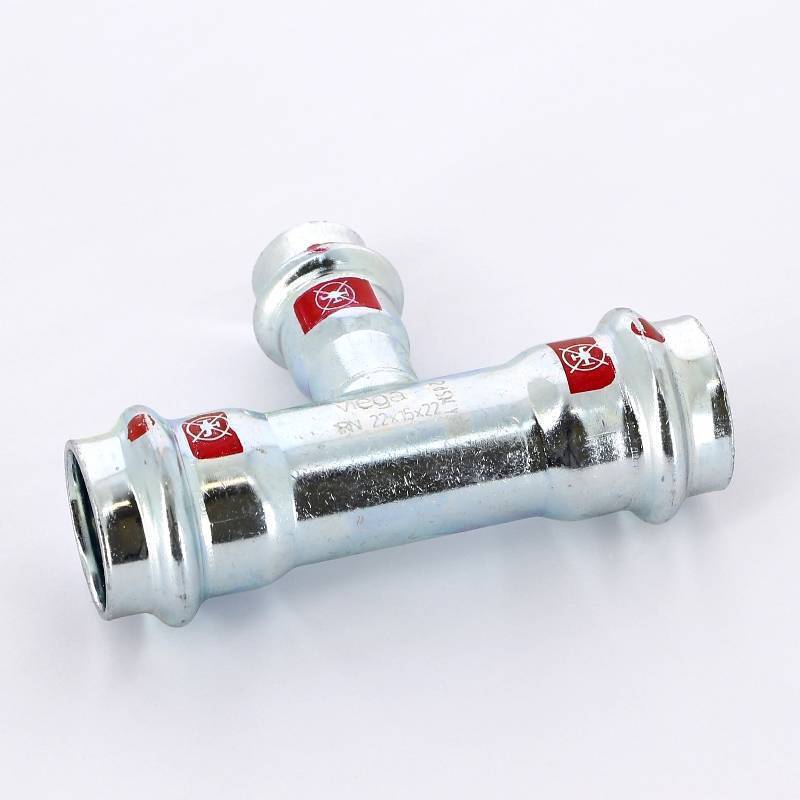 Тройник пресс Viega Prestabo оцинкованная сталь 22х15х22 мм 558697