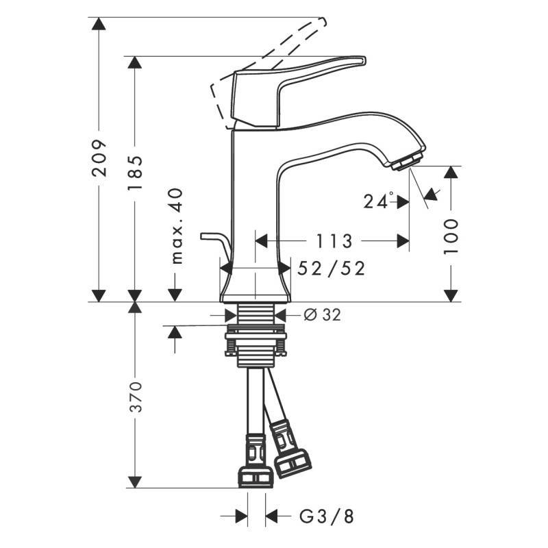 Смеситель для раковины Hansgrohe Metris Classic со сливным гарнитуром хром 31075000