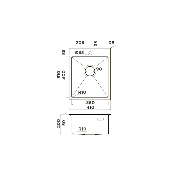 Кухонная мойка Omoikiri Akisame 41-IN нержавеющая сталь 41x51 см 4973056