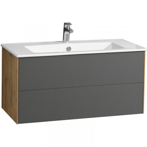 Комплект мебели для ванной Aquaton Сохо 100 Дуб Веллингтон с раковиной Элина 100 1A2582K1AJA00