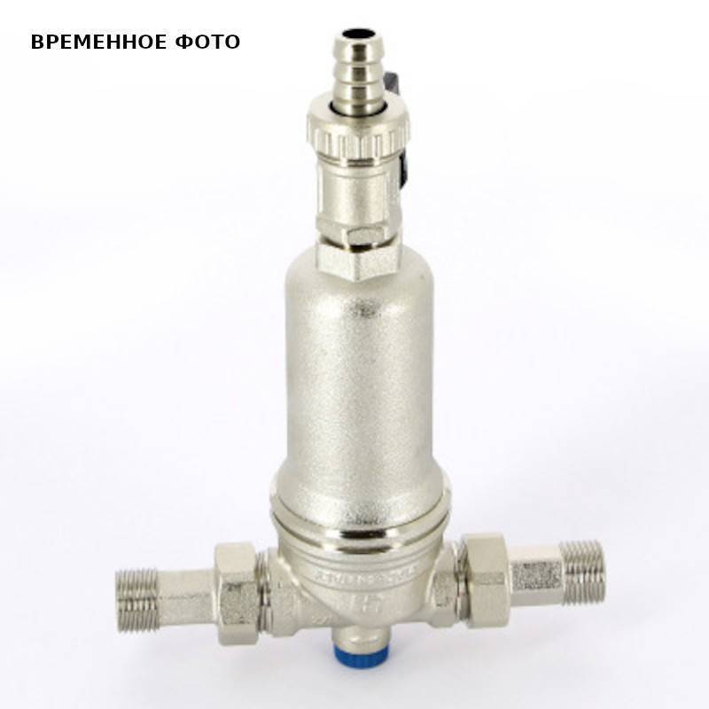 Фильтр промывной Uni-Fitt ВН 1/2 x 3/4 с редукционным соединением сливным краном и манометром хромированный 214C2300