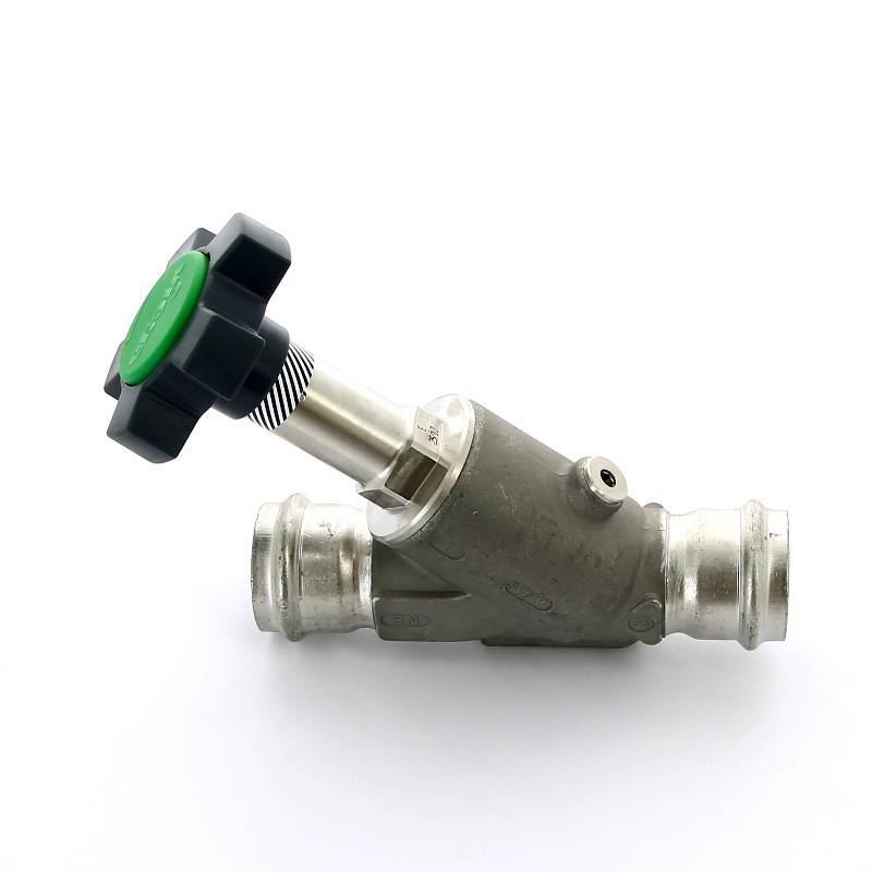 Вентиль наклонный Viega Easytop Sanpress Inox с дренажом 35 мм пресс 468439