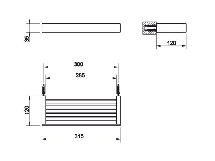 Полка-решетка Gessi Rettangolo 300x120x35 мм хром 20947031