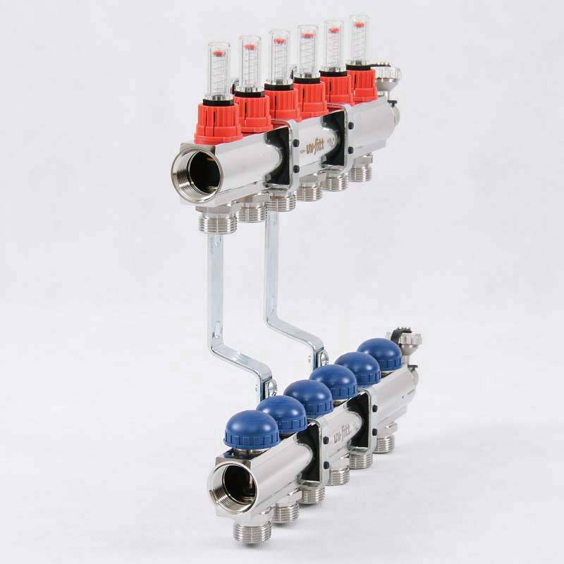 Коллекторная группа Uni-Fitt серия E 1x3/4 EK 6 выходов с расходомерами 440E4306