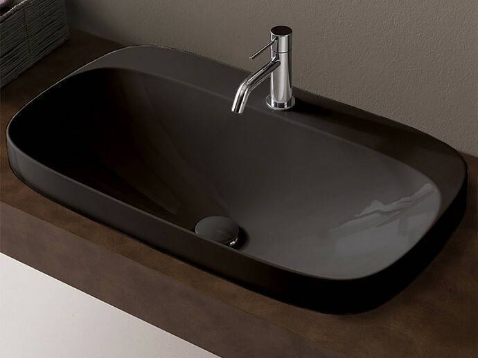 Раковина накладная Scarabeo Moon 72x42 см 1 отверстие для смесителя Ardesia BIOKER 5512/49BK