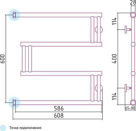 Полотенцесушитель водяной Сунержа High-Tech 600x600 мм без покрытия 00-0050-6060