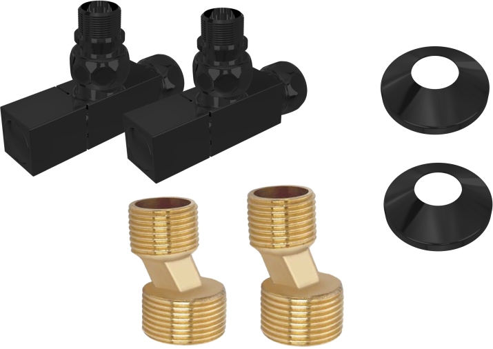 Комплект вентилей Aquanerba AQ 2020BL квадрат 3/4х1/2 черный муар (2 шт) AQ 2020BL