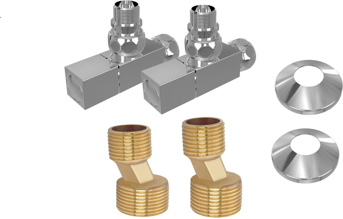 Комплект вентилей Aquanerba AQ 2020CH квадрат 3/4х1/2 хром (2 шт) AQ 2020CH