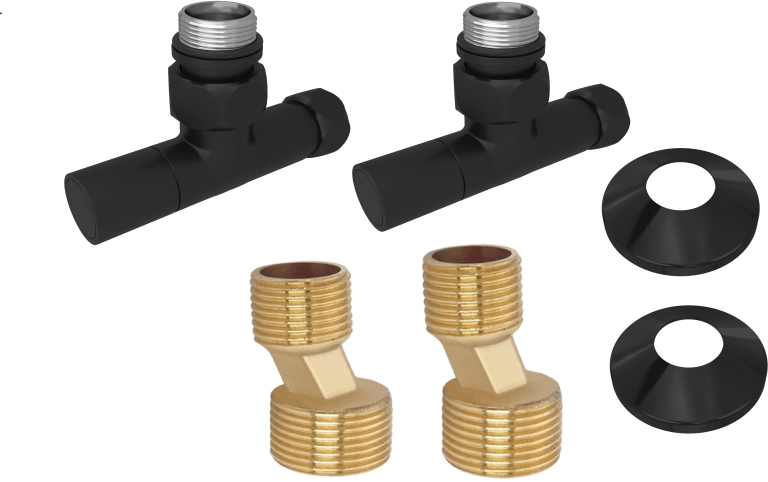 Комплект вентилей Aquanerba AQ 1020BL круглые 3/4х1/2 черный муар (2 шт) AQ 1020BL