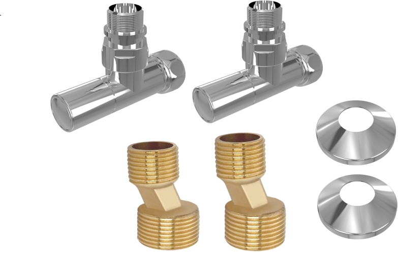 Комплект вентилей Aquanerba AQ 1020CH круглые 3/4х1/2 хром (2 шт) AQ 1020CH