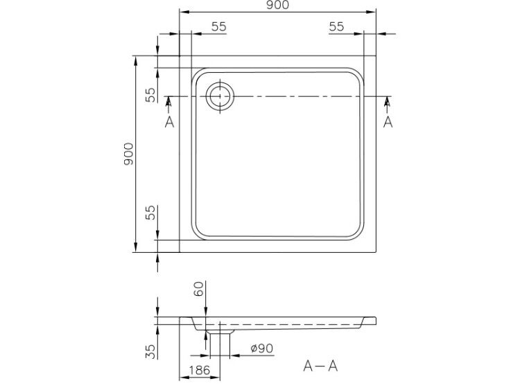Душевой поддон Villeroy & Boch ONovo 900x900 мм альпийский белый UDA0906DEN1V01